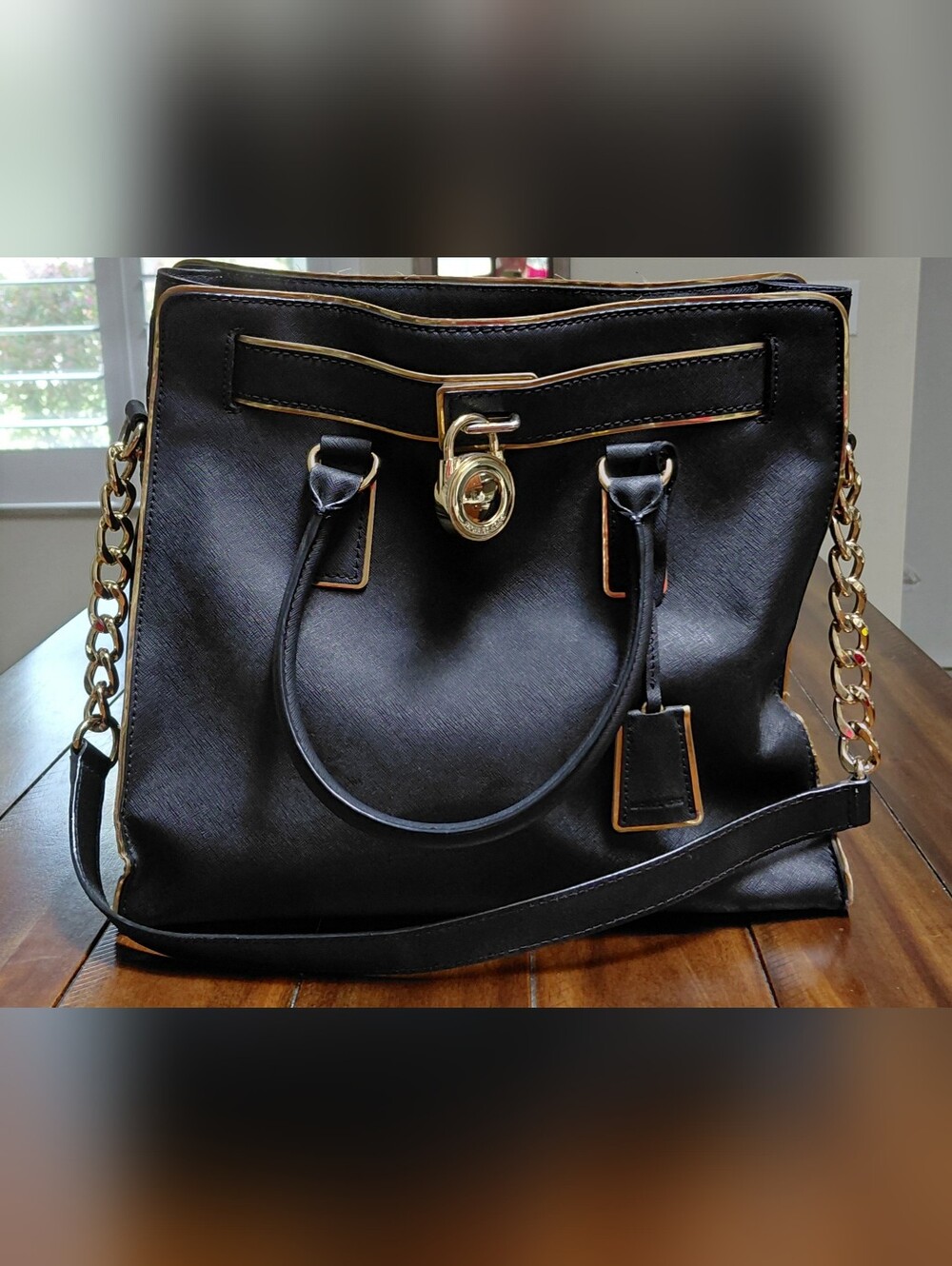 Black Micheal Kors Handbag‎ with Gold Hardware - Women's Tote